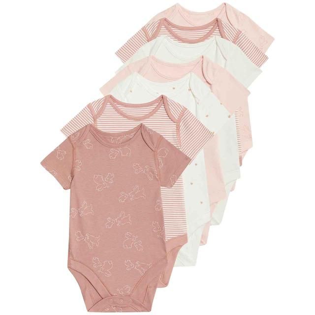 M&amp;amp;S Girls Bodysuits 18-24 Months Pink 7 Pack   7 per pack