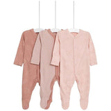 M&amp;amp;S Girls Cotton Bunny &amp;amp; Striped Sleepsuits NB- 3 Years Pink 3 Pack