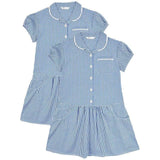 M&amp;amp;S Girls Cotton Gingham School Dresses '5-6 Years Mid Blue   2 per pack