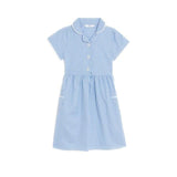 M&amp;amp;S Girls Pure Cotton Gingham School Dress 4-10 Years Light Blue