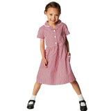 M&amp;amp;S Girls Pure Cotton Gingham School Dress Red 3-12 Years
