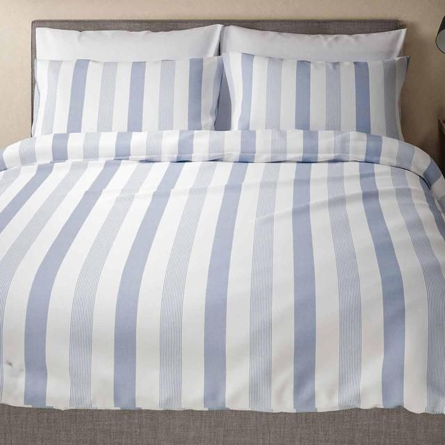 M&amp;amp;S Hadley Pure Cotton Striped Bedding Set Single-Super King Blue Mix