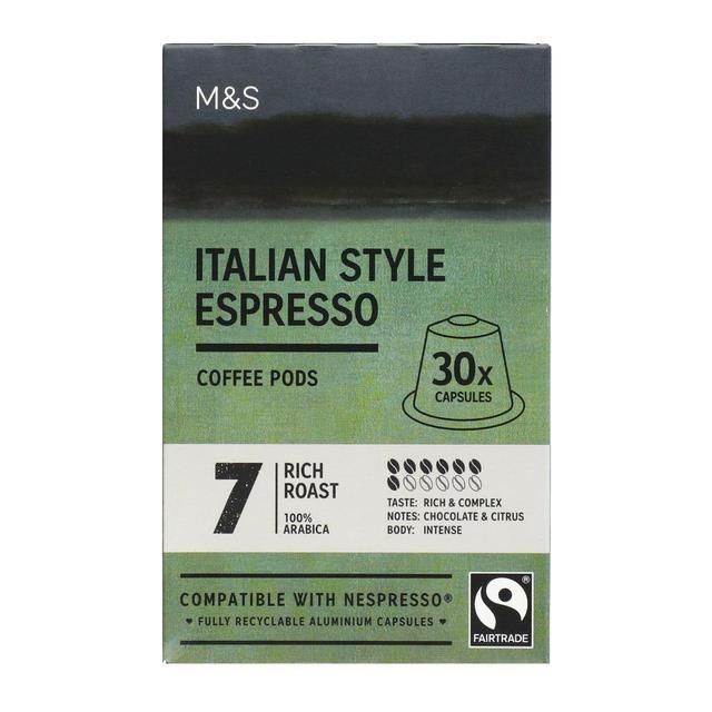 M&amp;amp;S Italian Style Espresso Coffee Pods   30 per pack