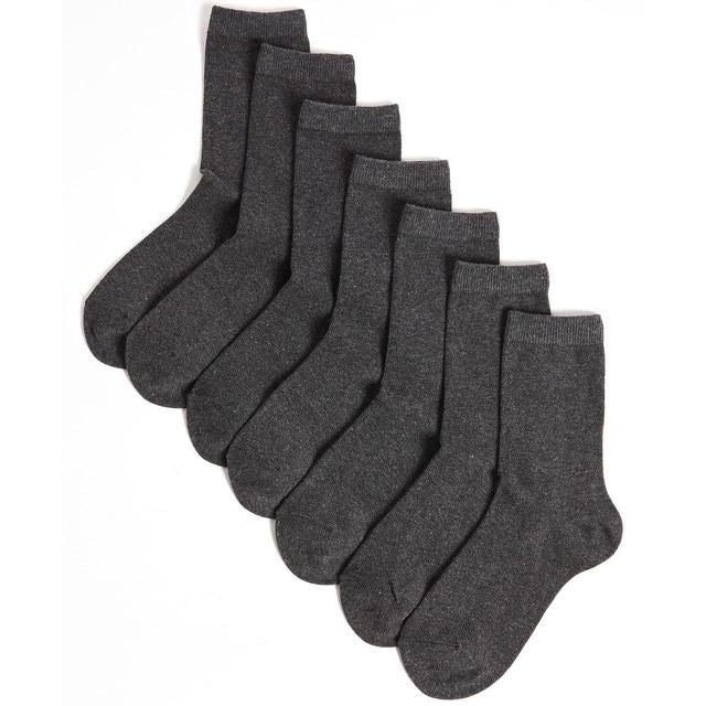 M&amp;amp;S Kids Ankle School Socks 7 Pack Grey Marl