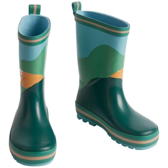 M&amp;amp;S Kids Dino Print Wellies 6-13 Green Mix