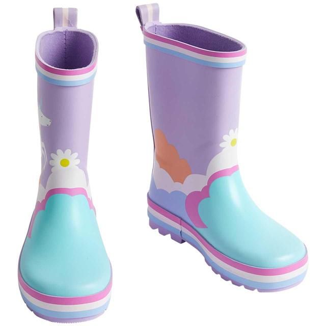 M&amp;amp;S Kids Unicorn Print Wellies Size 6-13 Lilac