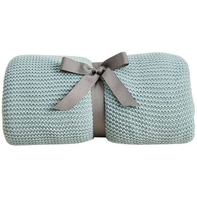 M&amp;amp;S Knitted Tassel Throw 1SIZE Duck Egg