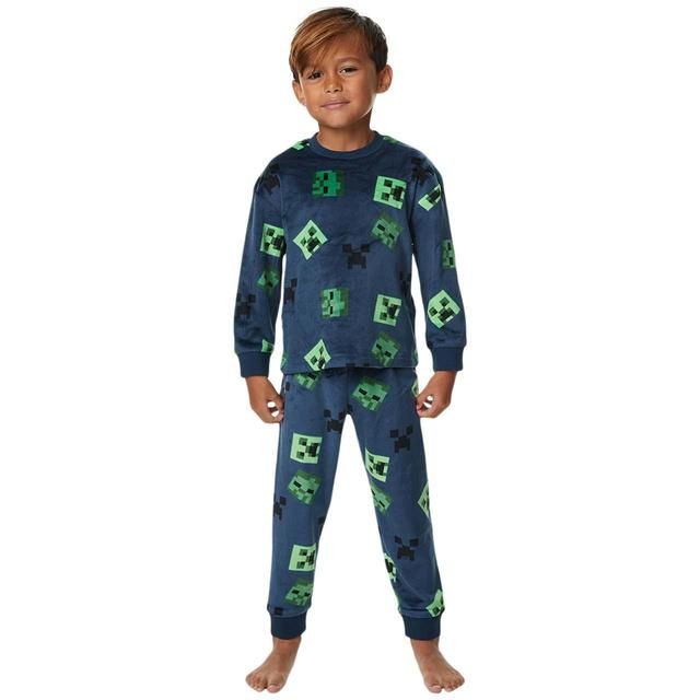 M&amp;amp;S Minecraft Velour PJ 7-12 Years Blue