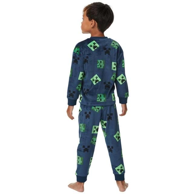 M&amp;amp;S Minecraft Velour PJ 7-12 Years Blue