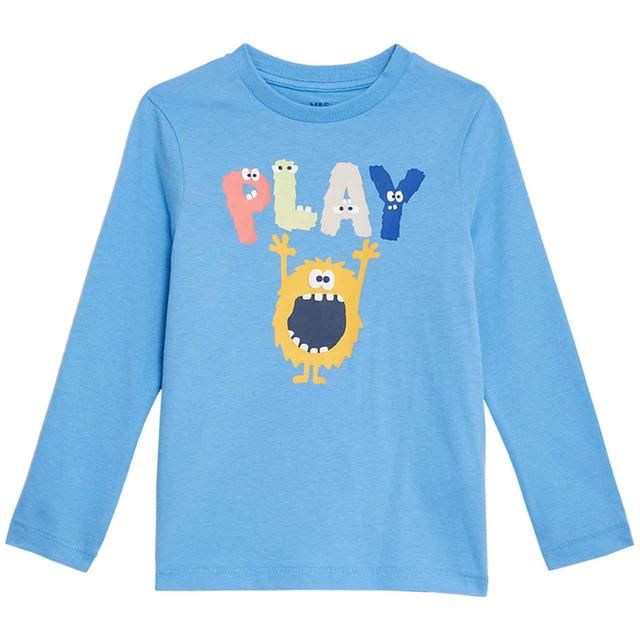 M&amp;amp;S Monster Graphic Top 2-7 Years Blue