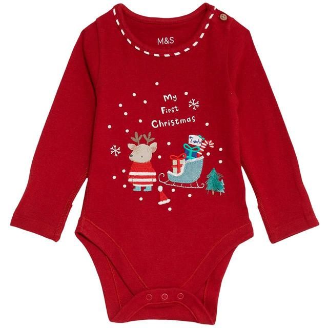 M&amp;amp;S My First Christmas Bodysuit 9-12 Months Red