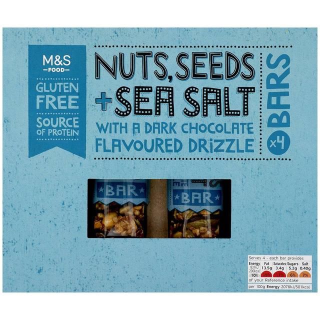 M&amp;amp;S Nuts Seeds &amp;amp; Sea Salt Bars   4 x 40g