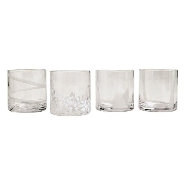 M&amp;amp;S Patterned White Tumblers Set   4 per pack