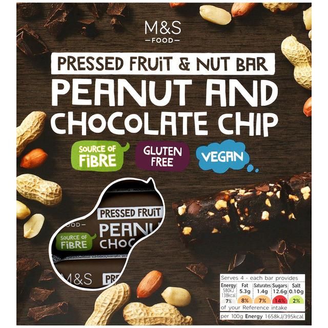 M&amp;amp;S Peanut &amp;amp; Chocolate Chip Bars   4 x 35g