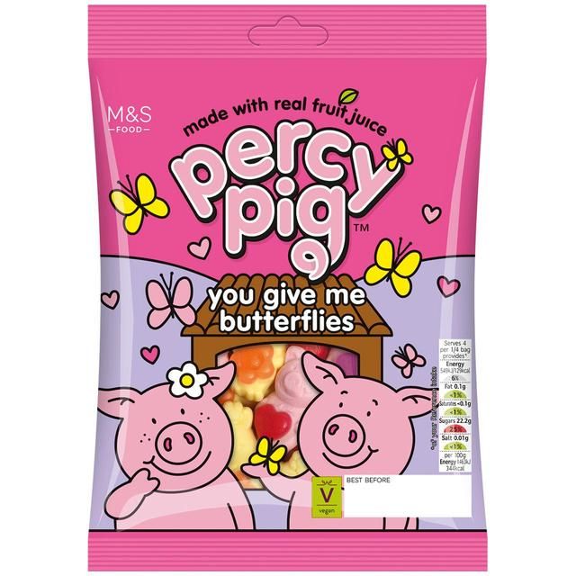 M&amp;amp;S Percy Pig You Give Me Butterflies Fruit Gums   150g