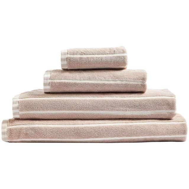 M&amp;amp;S Pure Cotton Carved Stripe Bath Towel Natural