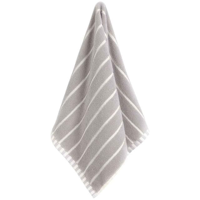 M&amp;amp;S Pure Cotton Carved Stripe Extra Large Towel Light Grey