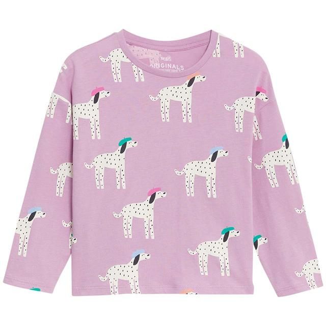 M&amp;amp;S Pure Cotton Dalmatian Print Top 2-7 Years Pink