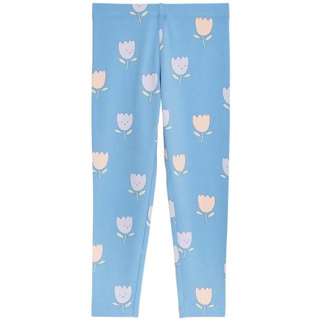 M&amp;amp;S Pure Cotton Flower Leggings 2-7 Years Blue