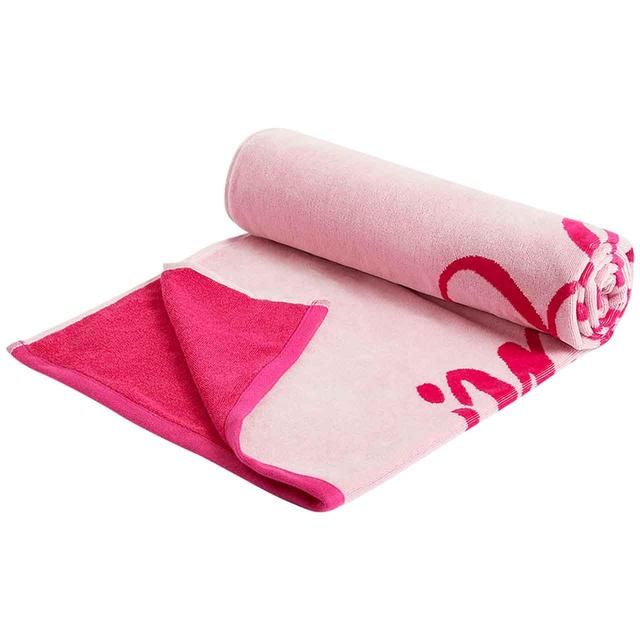 M&amp;amp;S Pure Cotton Pink Slogan Beach Towel