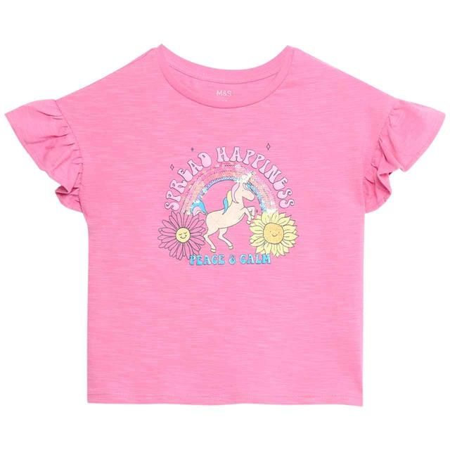 M&amp;amp;S Pure Cotton Sequin T-shirt 2- Years