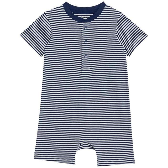 M&amp;amp;S Pure Cotton Striped Romper 0-3 Years Navy