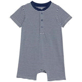 M&amp;amp;S Pure Cotton Striped Romper 0-3 Years Navy
