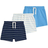 M&amp;amp;S Pure Cotton Striped Shorts 0-3 Years Blue