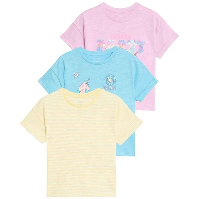 M&amp;amp;S Pure Cotton Unicorn T-Shirts 2-7 Years Pink