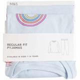 M&amp;amp;S Rainbow PJ 7-12 Years Blue