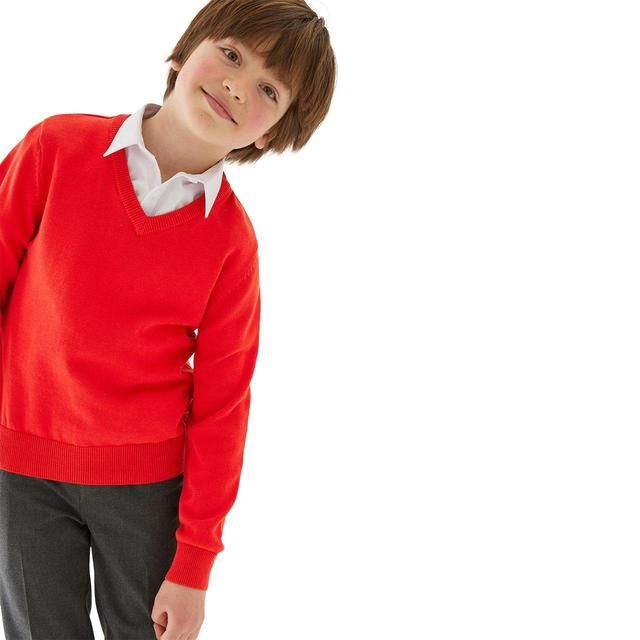 M&amp;amp;S Red Unisex 2Pk Cotton Jumper with Staynew 3-14 Y