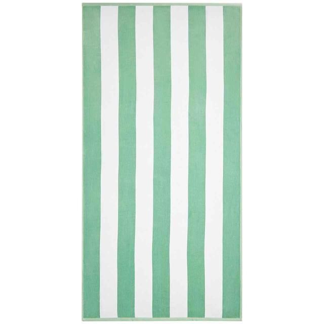 M&amp;amp;S Sand Resist Stripe Beach Towel Sage Green