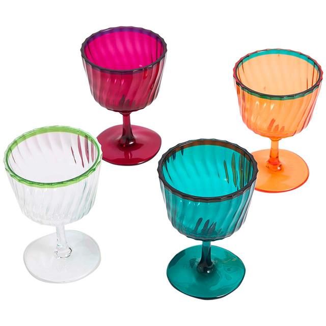 M&amp;amp;S Set Of 4 Ikat Brights Two Tone Wine Glasses   4 per pack