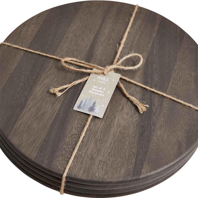M&amp;amp;S Set of 4 Wooden Placemats Natural   4 per pack