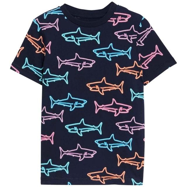 M&amp;amp;S Shark Tee 2-7 Years Navy Mix