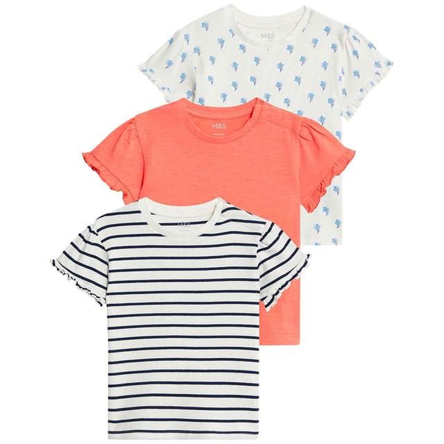 M&amp;amp;S Short Sleeve Frilly Tops 0-3 Years Patterned