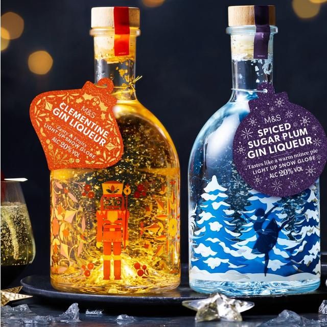 M&amp;amp;S Spiced Sugar Plum Light Up Snow Globe Gin Liqueur   70cl