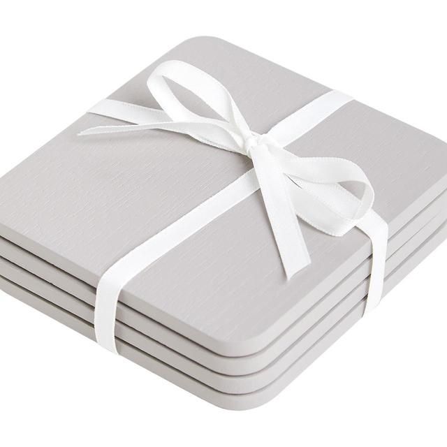 M&amp;amp;S Square Wooden Coasters 'One Size Grey   4 per pack