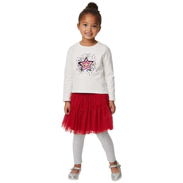 M&amp;amp;S Star Sequin Tee 4-5 Years Ivory