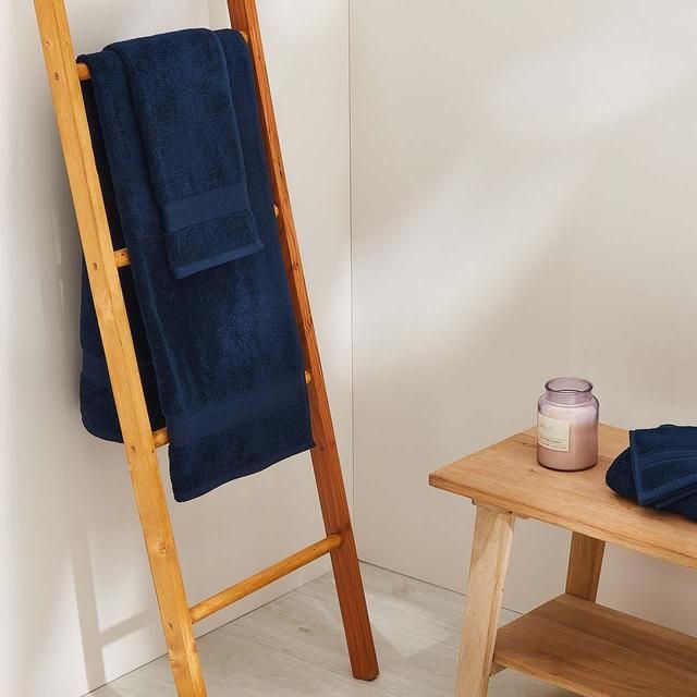 M&amp;amp;S Super Soft Pure Cotton Antibacterial Towel 2pk Face Towels Dark Navy   2 per pack