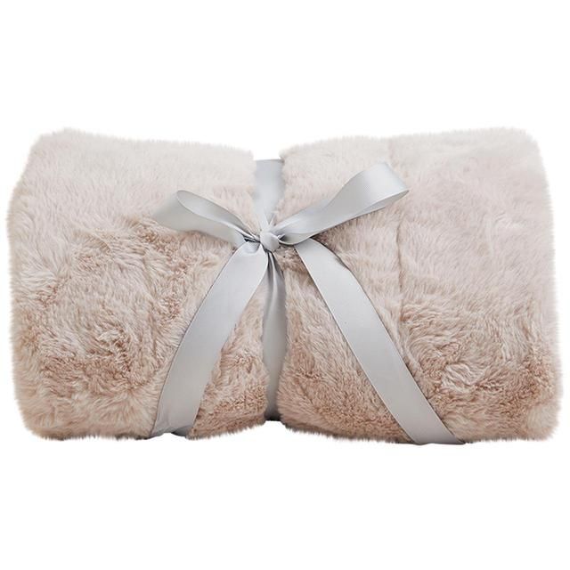 M&amp;amp;S Supersoft Faux Fur Throw Medium Blush