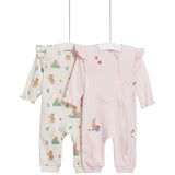 M&amp;amp;S Teddy Bear Sleepsuits 0 Months-3 Years Peach