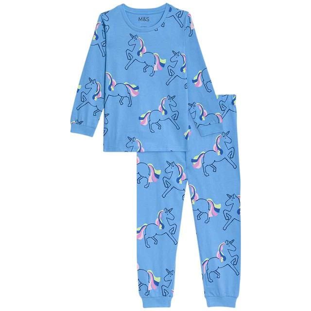 M&amp;amp;S Unicorn Pyjama 2-7 Years Blue