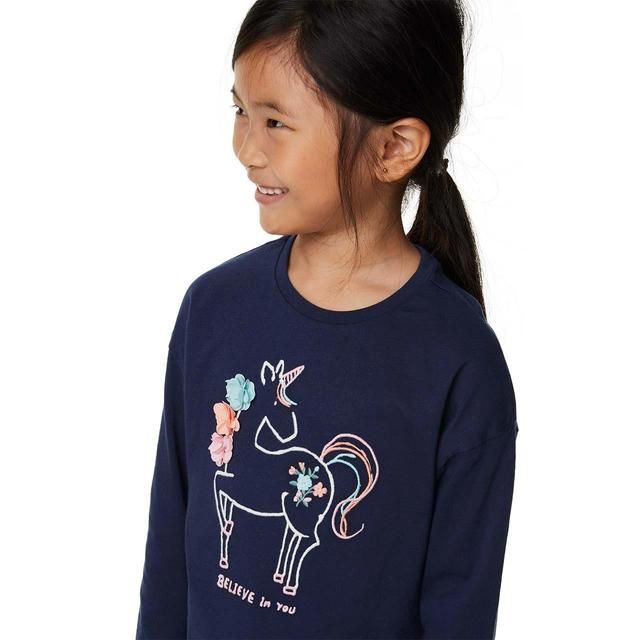 M&amp;amp;S Unicorn Tops 4 Pack 2-7 Years Pink