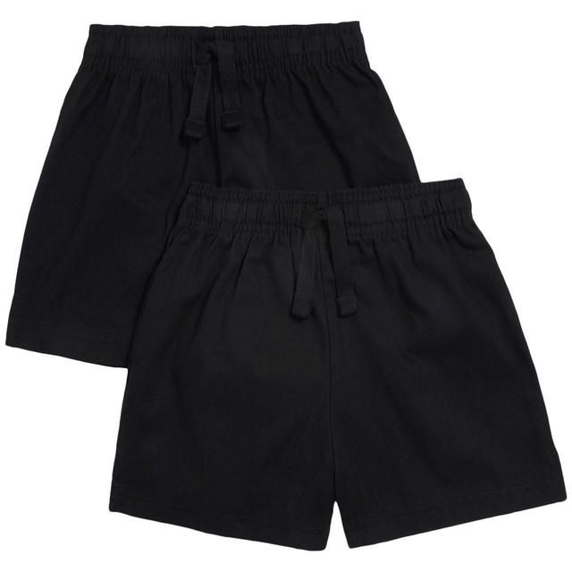 M&amp;amp;S Unisex 2Pk Black PE Short 3-14 Y