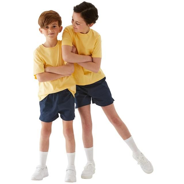 M&amp;amp;S Unisex 2Pk Navy PE Short 3-14 Y