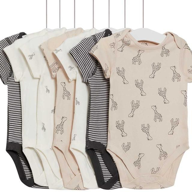 M&amp;amp;S Unisex Giraffe Bodysuits Newborn-3 Years Yellow