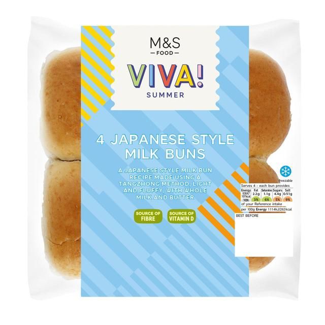 M&amp;amp;S VIVA 4 Japanese Style Milk Buns   300g