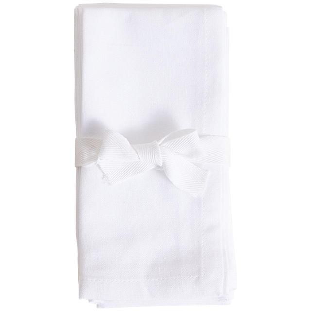 M&amp;amp;S White Cotton with Linen Napkins   4 per pack