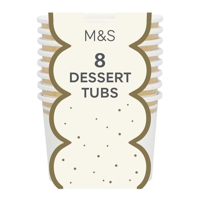 M&amp;amp;S White &amp;amp; Gold Paper Dessert Tubs   8 per pack